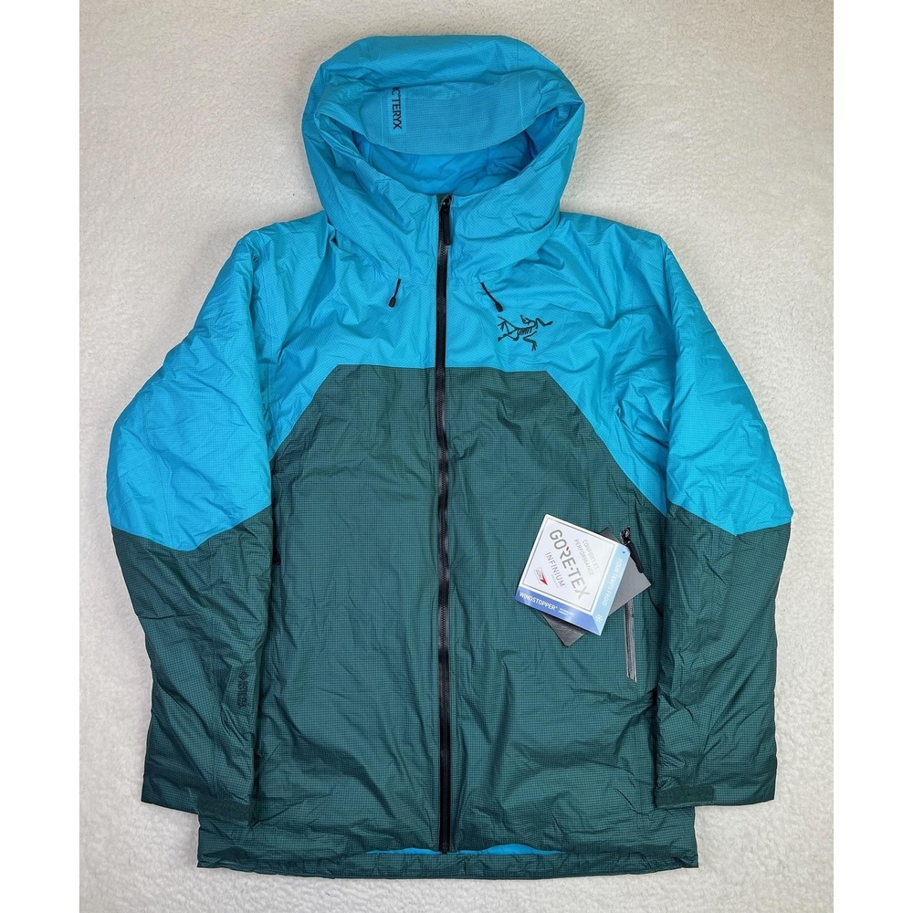 Arc'teryx Rush Insulated Jacket Mens Large Blue Gore-Tex Infinium Ski Hooded NEW